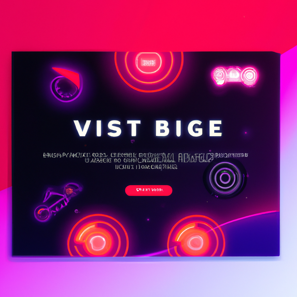 A stylized arcade vista at night with neon glyphs